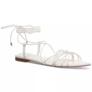 INC INTL Concepts Women Kharmaa Ankle Wrap Flat Sandals Size US 6.5M White